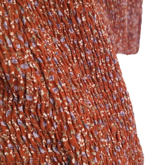 Floral Smocked Bodycon Dress Long sleeve Fall/Summer/Spring/Winter Large - Picture 3 of 7